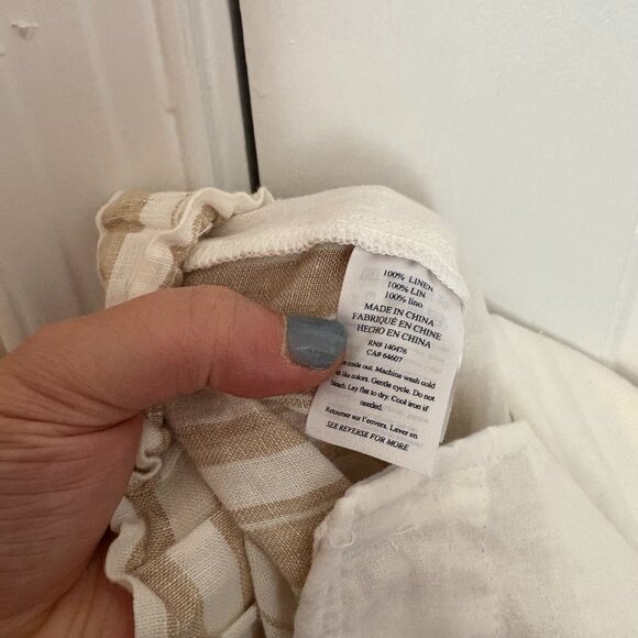 Faherty Monterey Linen Wide Leg Pants Tan Stripe Elastic Waist - M - Picture 4 of 9